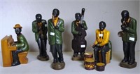 Set of six New Orleans jazz band ceramic figurines