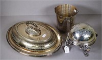 Three pieces vintage silver plate table ware