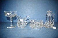 Four various crystal tableware pieces