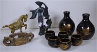 Seven piece Japanese porcelain Sake set
