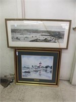 PAIR OF FRAMED ETCHING "NEW PORT RHODE ISLAND"-