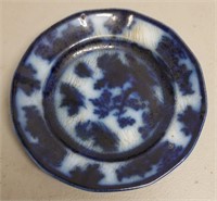 19th Century Flow Blue Plate in "Chapoo" Pattern