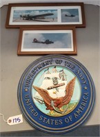 Framed Naval Pictures & Naval Seal Wall Hanger