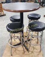 Round Bar Table With 4  Matching Chrome Stools