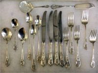 ASSORTED "ROSE POINT" STERLING SILVER FLATWARE