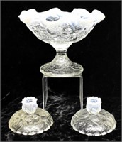 FENTON "WATER LILY" OPALESCENT CONSOLE SET