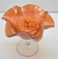 "PEACOCK & URN" CARNIVAL GLASS COMPOTE