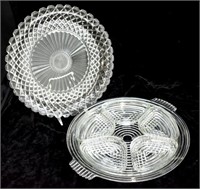 TWO GLASS SERVING TRAYS