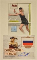 Pair Of Anna Kournikova Auto & Jersey Cards