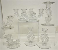 FOSTORIA "BAROQUE" CLEAR CANDLE HOLDERS