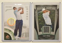 Pair Of Tiger Woods Tour Used Shirt Cards