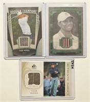Lot Of Three Tiger Woods Tour Used Shirt Cards