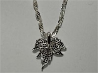 Sterling Silver Cubic Zirconia Leaf Necklace