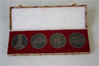 Set of 4 Foreign Tokens in Case