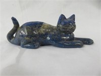 BLUE STONE CAT FIGURE 1.5"T X 4.5"W