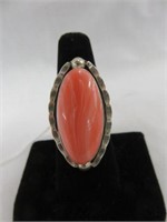 STERLING SILVER PINK NATURAL STONE RING SZ 6.5