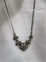 VINTAGE STERLING SILVER MARCASITE AND AMETHYST