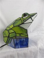 STAINED GLASS FROG LAMP 10"T X 6.5"W