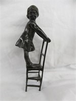 BRONZE "GIRL STANDING ON CHAIR" 11"T