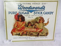 METAL "WOODWARDS CANDY" SIGN 12"T X 15"W