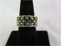 GOLD OVER STERLING EMERALD RING SZ 7