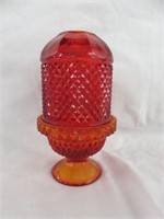 AMBERINA GLASS FAIRY LAMP 7"T