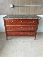 Three Drawer Antique Marble Top Dresser