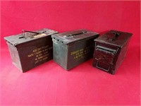 Three Vintage Military Ammo Boxes