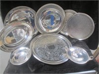 Silver Plate Serving Tray Lot