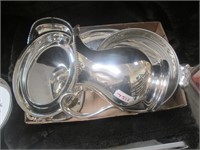 Silver Plate Pitcher & Trays