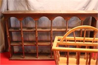 Wood Curio Shelf & Magazine Rack
