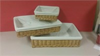 3 Wicker Storage Baskets With Liners