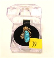 12K Gold filled turquoise ring, size 6.75
