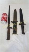 3 vintage military bayonets