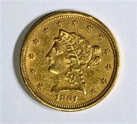 1861-S $2.5 GOLD LIBERTY BU OLD CLEANING
