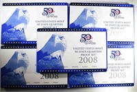 (5) 2008 US Mint Proof Quarter Sets.