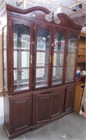 503 - 2PC CHERRY CHINA CABINET - MISSING GLASS