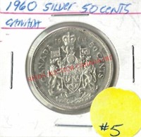 CANADIAN 1960 SILVER HALF DOLLAR (50 CENT PIECE)
