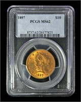 1897 $10 Gold Liberty Eagle, PCGS slab certified