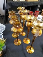 LARGE LOT OF ITALIAN GLASSWARE CANDLE HOLDERS