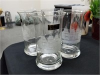 4PC ETCHED GLASS TOSCANY TUMBLERS