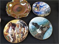 4PC COLLECTORS PLATES AND CARNIVAL GLASS
