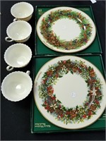 LOT OF LENOX CHINA CUPS AND CHRISTMAS PLATTERS