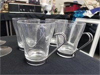 LOT OF 4 VTG ITALIAN METAL HANDLED GLASSES