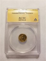 1915-S $1 ANACS GRADED PAN-PACIFIC AU50 GOLD COIN