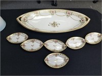 LARGE NORITAKE SERVING DISH AND SMALL DISHES