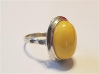STERLING SILVER YELLOW CABACHON RING