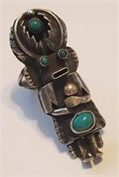LARGE STERLING SILVER TURQUOISE RING