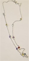 STERLING SILVER MULTI CRYSTAL NECKLACE