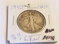 1943-S WALKING LIBERTY SILVER HALF DOLLAR COIN